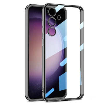 Husa Plating pentru Samsung S23 Ultra, Silicon Slim, Clear - Negru