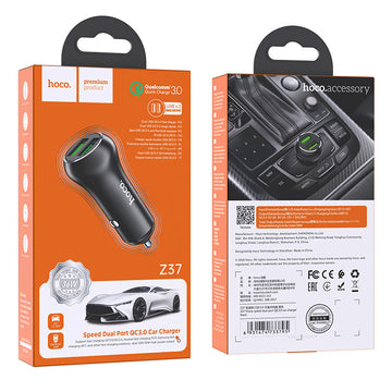 Incarcator Auto Hoco Z37, 36W, 2xUSB-A - Negru