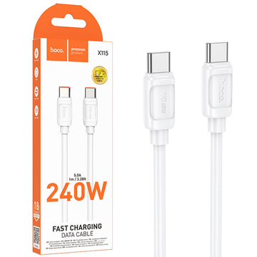 Cablu Date si Incarcare Hoco X115, USB-C, PD240W, QC3.0, 1m - Alb