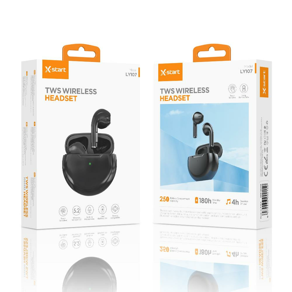 X-Start (LY-107) - Casti Wireless, In-Ear, 180h StandBy, 250mAh, Black