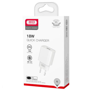Incarcator Retea XO CE02D, 18W, 1xUSB-A, QC 3.0 - Alb