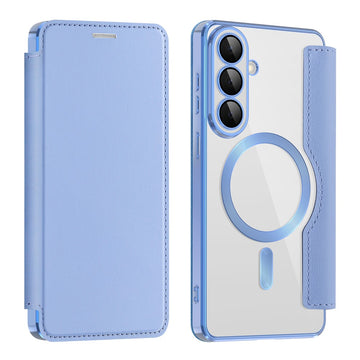 Husa MagFlip pentru Samsung S26, Magnet, RFID Protect, Piele, Chrome Edge - Albastru cer
