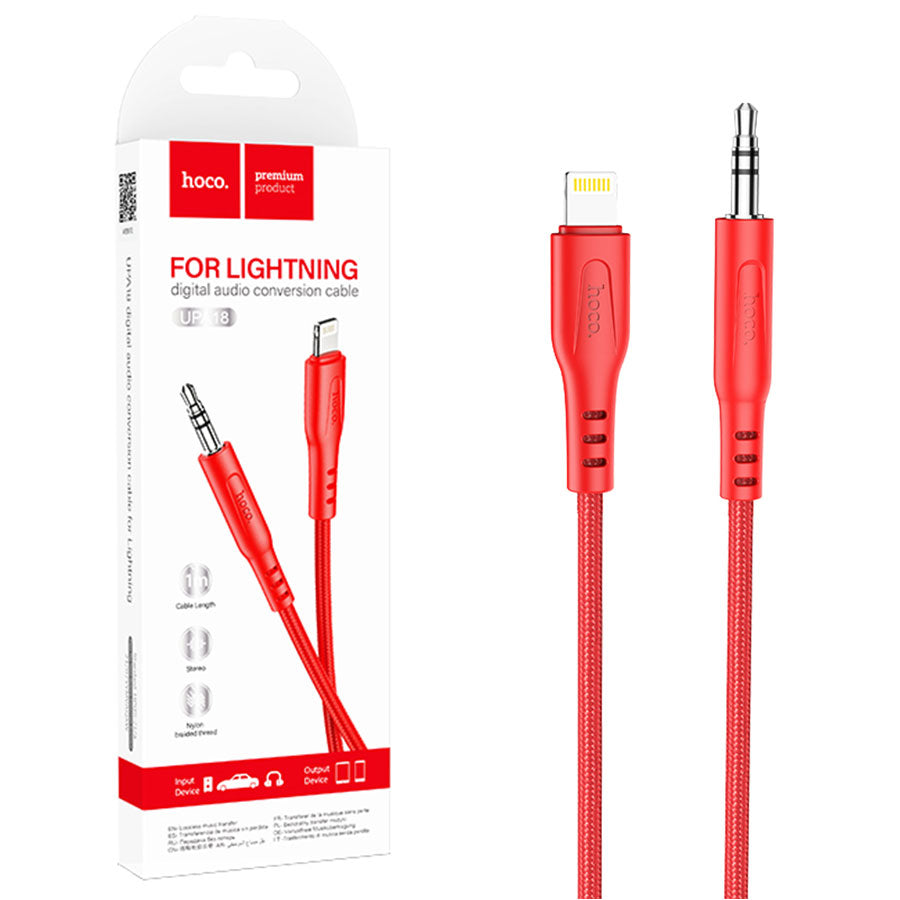 Cablu Audio Lightning la Jack 3.5mm M 1m Red Hoco UPA18