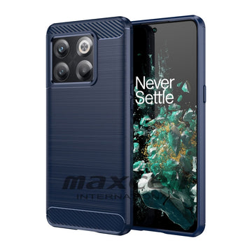 Husa Brush pentru Motorola Edge 40 Neo, TPU, Metall Look - Albastru