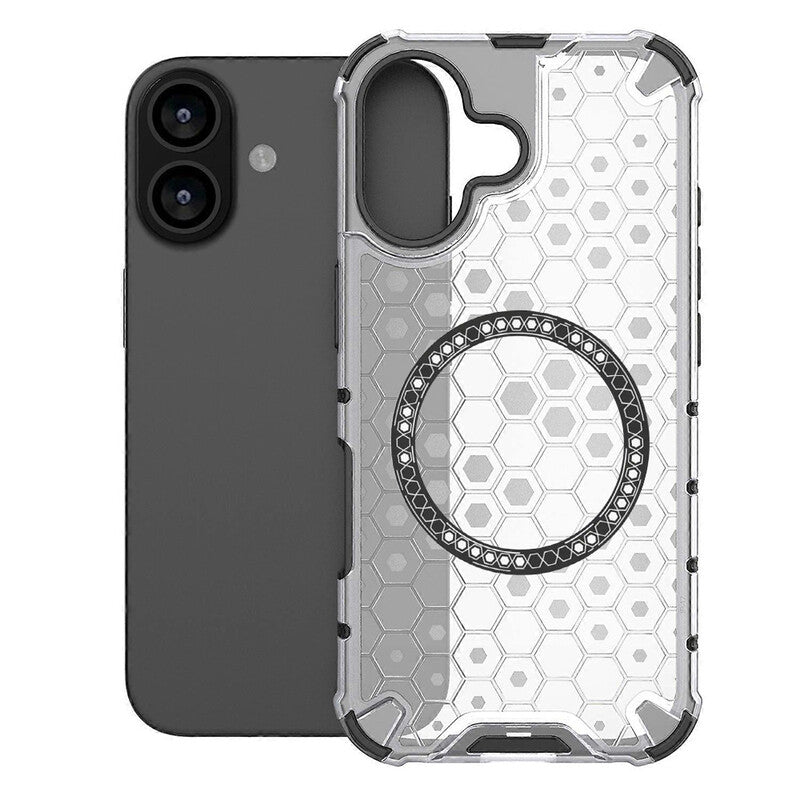 Husa HoneyComb - iPhone 17, cu extra protectie colturi, cu MagSafe,White