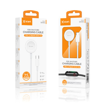 Cablu Incarcare iWatch X-Start SJX302, Seria 3/4/5/6/7, Wireless, Magnetic, 5W, USB-C, 1m - Alb