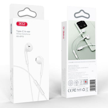 Casti cu Fir XO EP72, In Ear, USB-C, 1.2m, Mic & Volume Key, HiFi - Alb