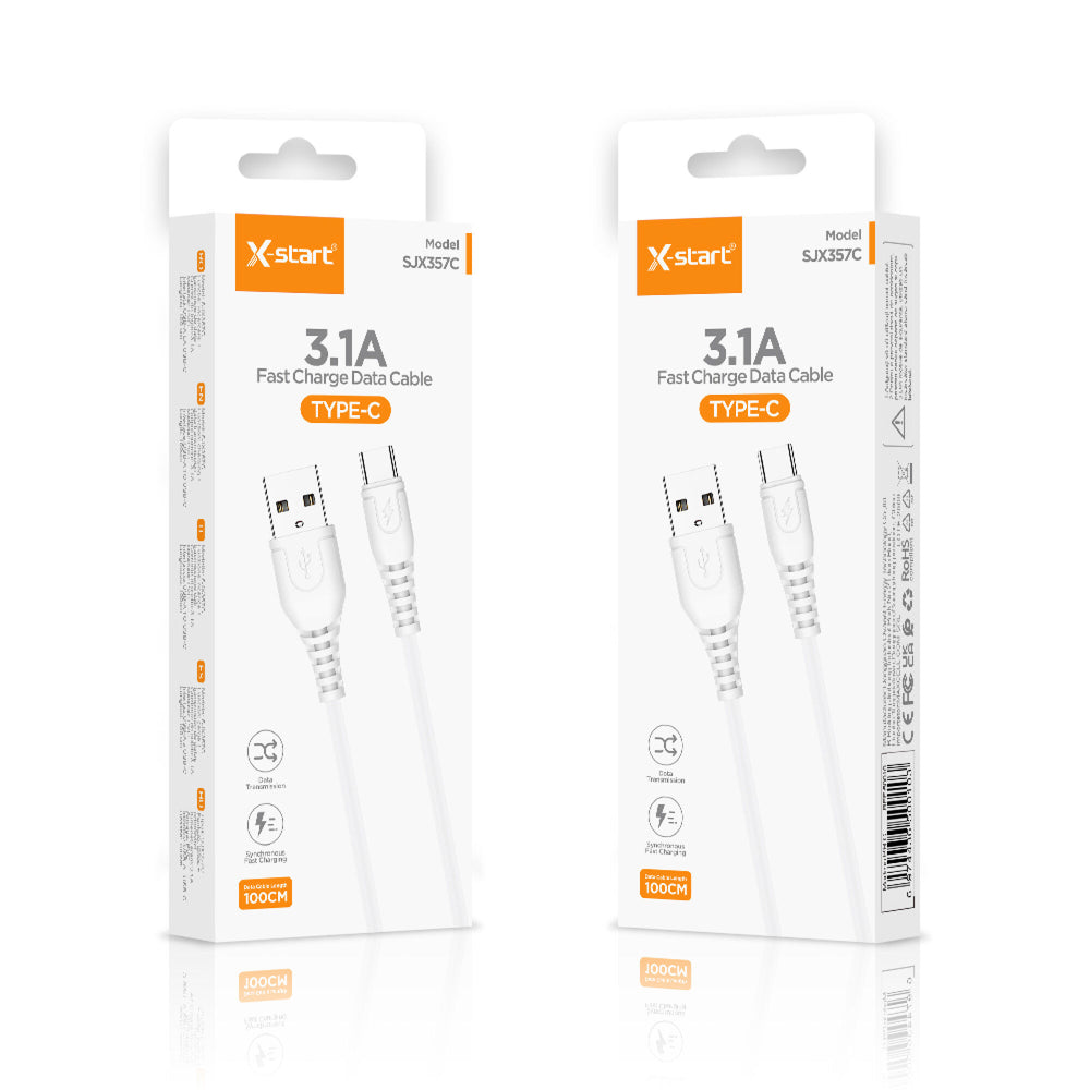 X-Start (SJX357C) - Cablu Date si Incarcare， USB-A la USB-C, 3.1A, 1m， White