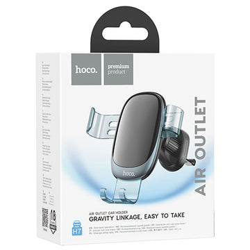 Suport Auto Hoco H7, cu Cleme Laterale, Montaj Ventilatie, AutoGravity, Pull Hook - Gri