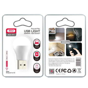 XO Y1, Bec de Iluminat, Conectare USB-A, 45x25mm, 1W, Lumina RECE