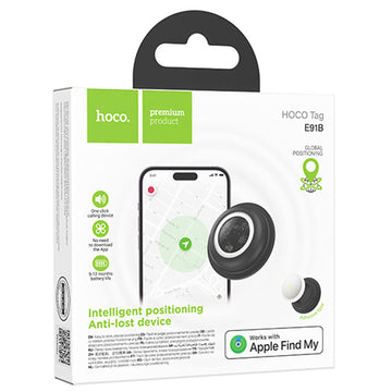 Hoco E91B, Dispozitiv tiP AirTag, Apple Find My, Certificat MFi - Alb