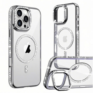 Husa Crystal Plated pentru Samsung S25 Ultra, MagCase, CamStand - Argintiu