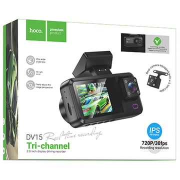 Hoco (DV15) - Camera Video pentru masina, HD 720MP,Display 2" (Fata + camera Spate), Black