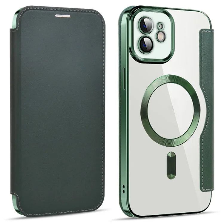 Husa MagFlip - iPhone 11, Magnet, RFID protect, Leather, Chrome Edge, Green