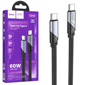 Cablu Date si Incarcare Hoco U119, USB-C, PD60W, QC3.0, Flat, 1.2m - Negru