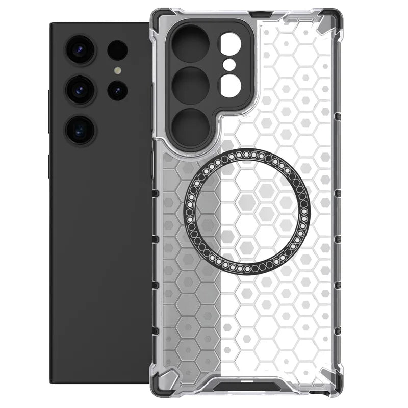 Husa HoneyComb - Samsung S23 Ultra, Magnet MagCase, AntiDrOppo Corners, White