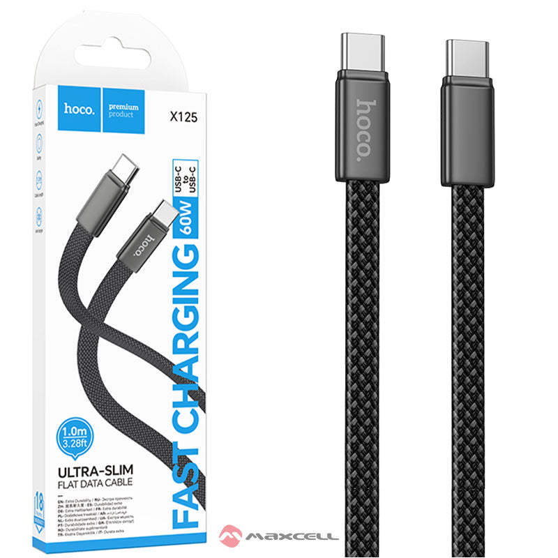 Hoco (X125) - Cablu Date si Incarcare, USB-C la USB-C, 60W, 1m, Black
