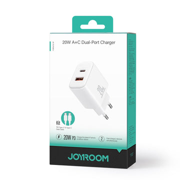 Incarcator Joyroom JR-TCF05 Retea + Cablu USB-C, 20W - Alb