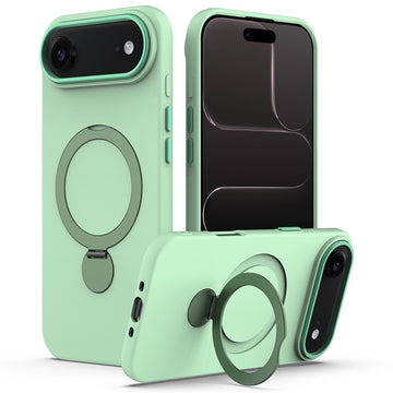 Husa SoftRing pentru iPhone 17 Air, Magnetica, UltraSoft, Stand Ring, Microfiber + PC - Verde