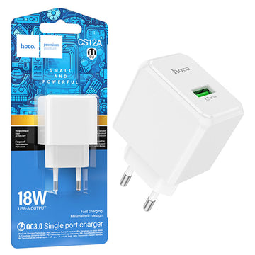 Incarcator Retea Hoco CS12A, 18W, 1xUSB-A, QC 3.0, Standard - Alb