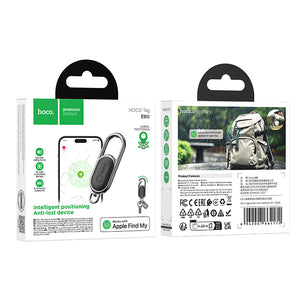 Hoco E91J, Dispozitiv Anti-Pierdere Tip Breloc, Apple Find My, Certificat MFi - Negru