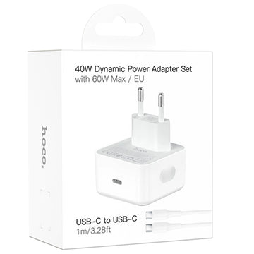Incarcator Retea + Cablu USB-C Hoco C161A, 40W, 1xUSB-C, QC 3.0 - Alb