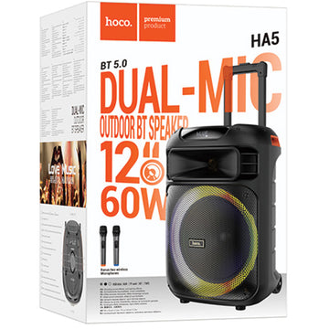 Hoco (HA5) - Boxa Portabila, Outdoor, cu 2 microfoane, 7000mAh, TF Card, 60W, Black
