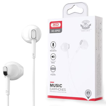 Casti cu Fir XO EP52, In Ear, 3.5mm, 1.2m, Mic & Volume Key, HiFi - Alb