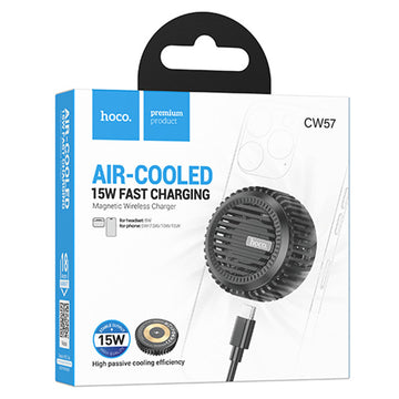 Incarcator Wireless Hoco CW57, iPhone/AirPods, MagSafe cu Ventilator - Negru
