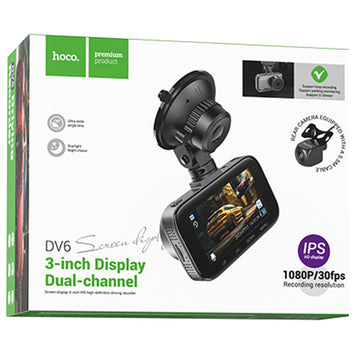 Hoco (DV6) - Camera Video pentru masina, HD 1080MPX, Display de 3 inchi (Fata + camera Spate), Grey