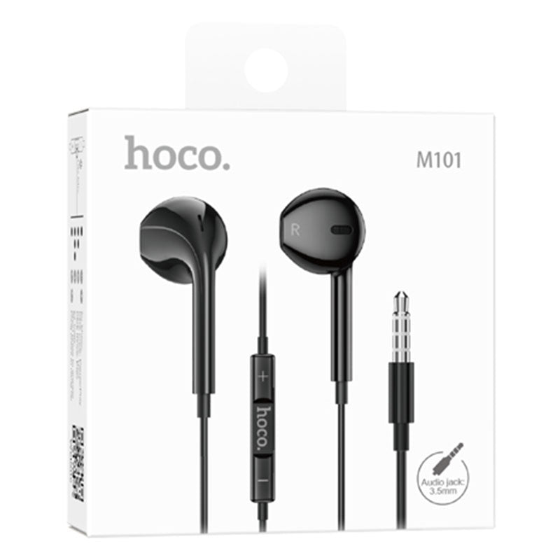 Hoco (M101) - Casti cu Fir, In Ear, 3.5mm, 1.2m, Mic & Volume Key, HiFi, Black