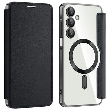 Husa MagFlip pentru Samsung A37, Magnet, RFID Protect, Piele, Chrome Edge - Negru