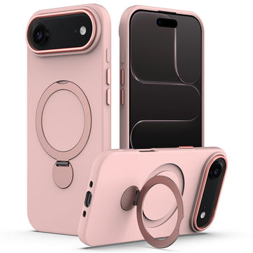 Husa SoftRing pentru iPhone 17 Air, Magnetica, UltraSoft, Stand Ring, Microfiber + PC - Roz