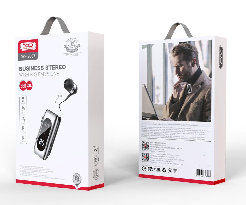 XO (BE37) - Casti Wireless, In Ear, BT 5.2, 140mAh, Afisaj digital, Black