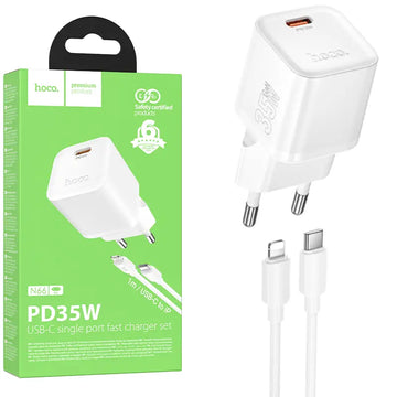 Incarcator Retea Hoco N66, PD35W + Cablu USB-C la Lightning, 1m - Fast | alb