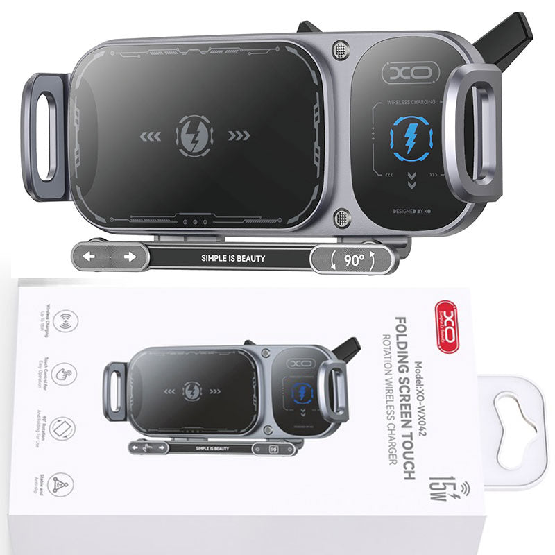XO (WX042) - Incarcator Auto, Wireless, 15W, Qi Charging, cu acumulator, Black