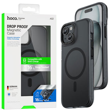 Husa Hoco AS2 pentru iPhone 15, MagSafe, Grip honeEdge, Matte - Negru