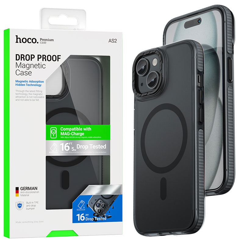 Husa Hoco (AS2) - iPhone 15 - MagSafe, Grip honeEdge, Matte, Black