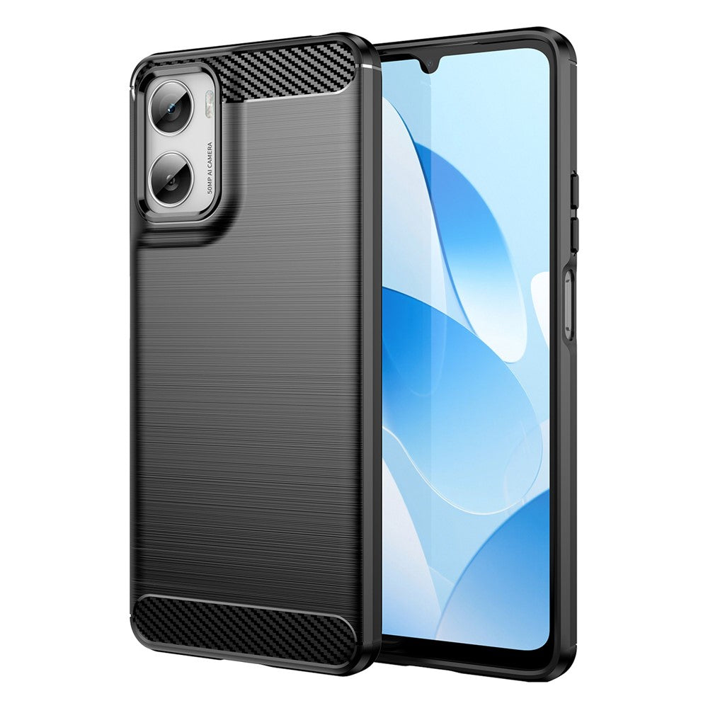 Husa Brush, pentru Moto G06/G06 Power, TPU, Metall Look, Black