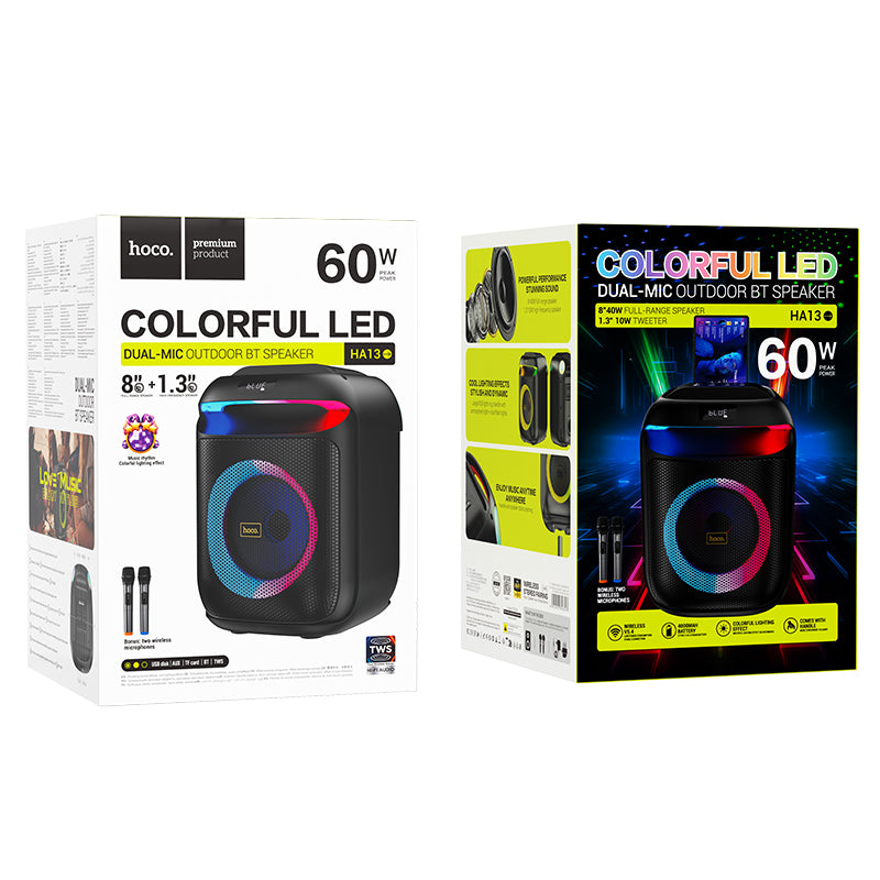 Hoco (HA13) - Boxa Portabila, BT, 1x60W, 2 microfoane Wireless, TF card, USB, Black
