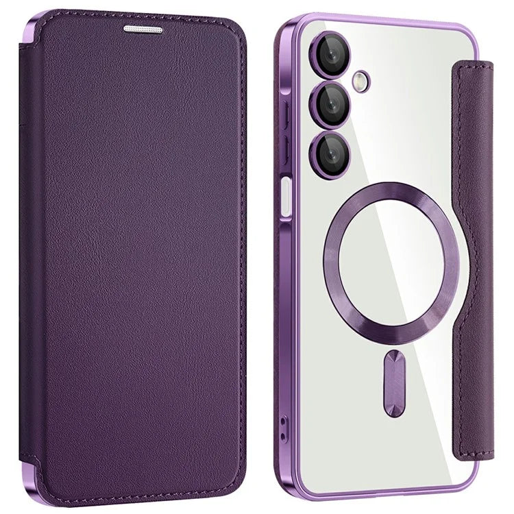 Husa MagFlip - Samsung A26, Magnet, RFID protect, Leather, Chrome Edge, Purple