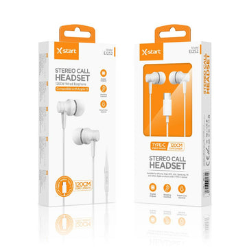 Casti cu Fir X-Start EJ252, In Ear, USB-C, 1.2m, Mic & Volume Key, 15 Series, Digital - Alb