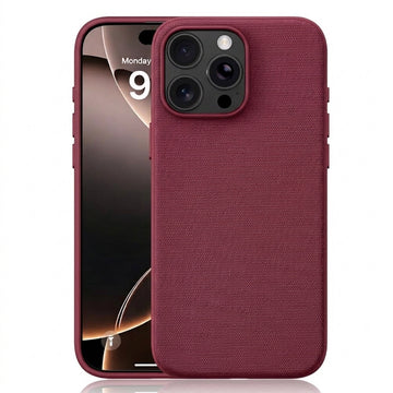 Husa Woven pentru iPhone 16 Pro, MagCase, TechWoven Piele, Soft Craft - Visiniu