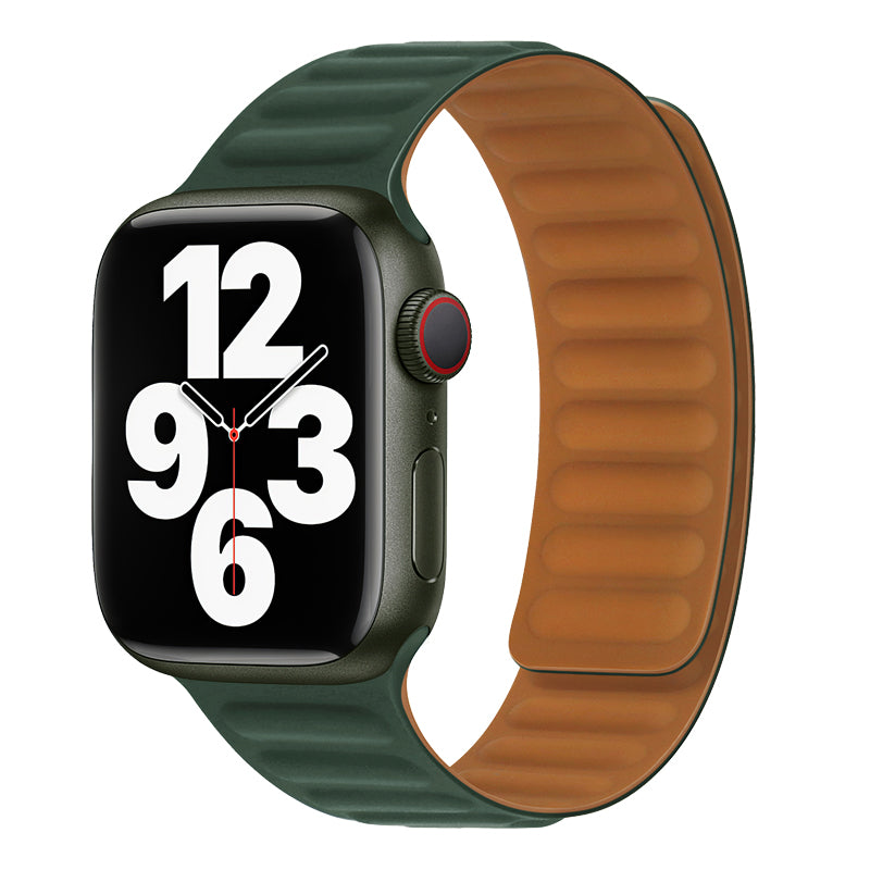 Curea Hoco WA21 pentru Apple Watch, Magnetic Chain, Silicon 42/44/45/49mm - Verde Fir