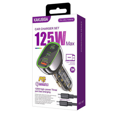 Incarcator Kaku KSC-1057 Auto + Cablu USB-C, 125W - Negru