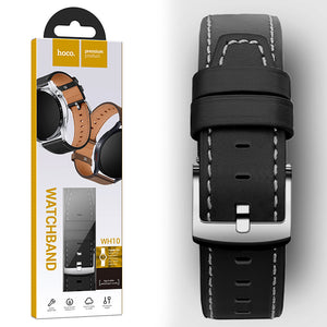 Hoco WH10, Curea Piele Ecologica, pentru Ceasuri, Conectori 20 Mm, GT Original Series - Negru