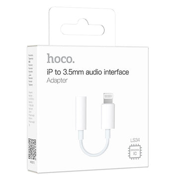 Cablu Audio Hoco LS34, Lightning la Jack 3.5mm F, 8cm - Alb