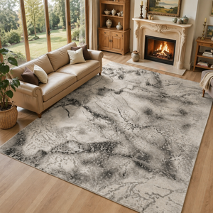 Covor Lirofe Imperial Diamant Alb Gri - Efect Geometric Stralucitor Modern - Living, Sufragerie, Dormitor, Bucatarie, Hol - Fir Scurt 12 mm, Usor de Curatat