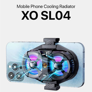 Cooler Ventilator Dual XO SL04, pentru Spate Telefon, cu Cleme, Ambinet Light - Negru