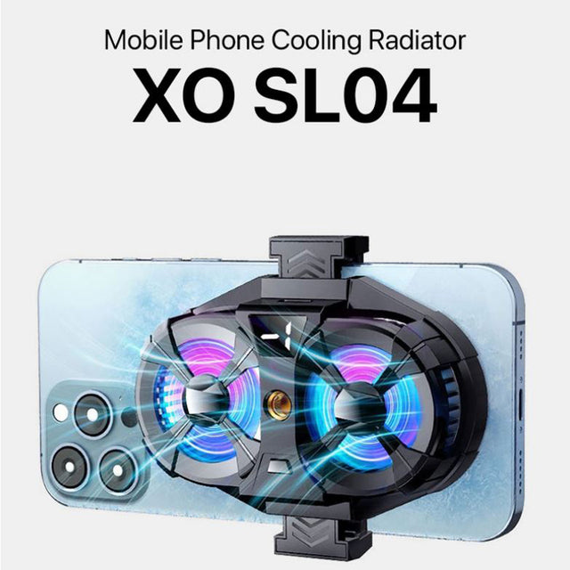 Cooler Ventilator Dual XO SL04, pentru Spate Telefon, cu Cleme, Ambinet Light - Negru